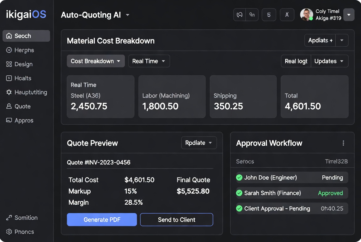 ikigaiOS Auto-Quoting AI — Material Cost Breakdown, Quote Preview, Approval Workflow